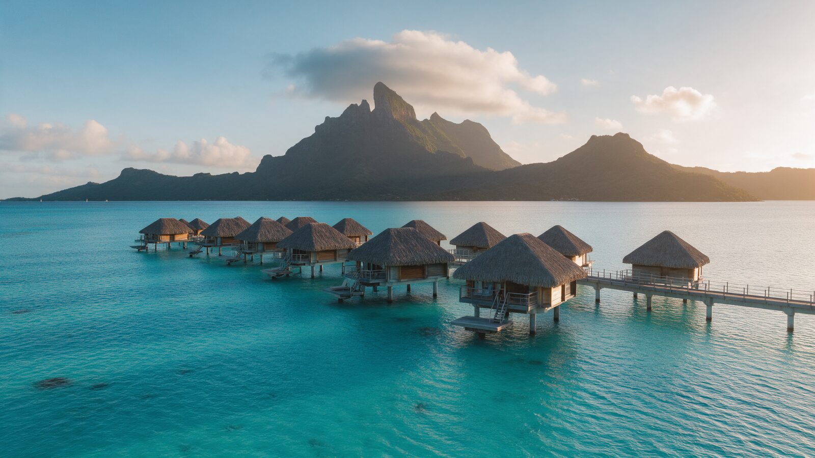 Bora Bora lagoon at sunset