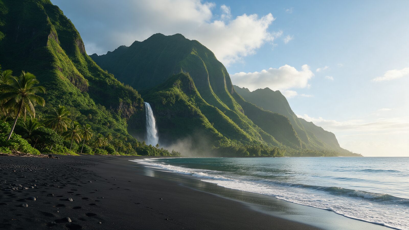 Tahiti black sand coast